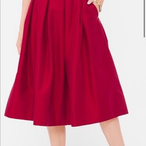 WHBM NWT Pleated Red Taffeta Skirt, Size 12